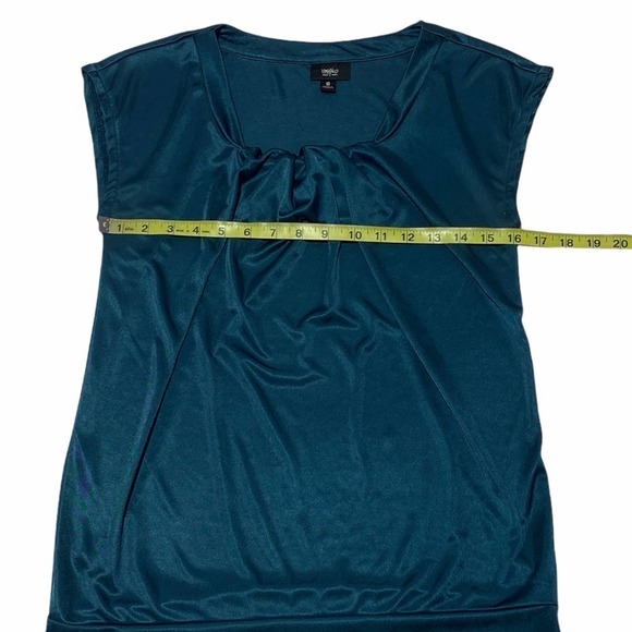 MOSSIMO Teal Blue Pleated Short Sleeve Blouse - Picture 7 of 11